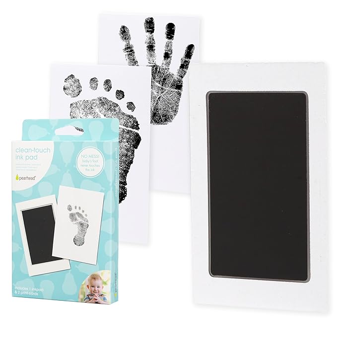 Pearhead Inkless Baby Hand and Footprint Kit — Mess Free Clean Touch Ink Pad for Newborn Keepsake, Zero Ink on Skin, Dog Nose & Paw Print Kit, Ideal New Mom Gift, 1 Ink Pad + 2 Art Cards