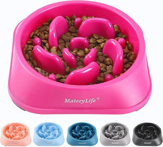 MateeyLife Slow Feeder Dog Bowls, Anti-Choking Puzzle Dog Food Bowls, Anti-Slip Interactive Feeding Slow Down Eating, Bloat Stop Maze Dishes for Medium Large Breeds Purple