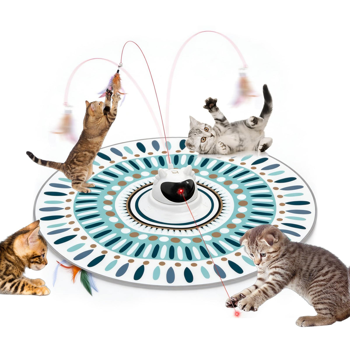 Automatic Flying Bird Feather Cat Toy for Indoor Cats - USB Rechargeable Motion-Activated Self-Play Teaser with Sticky Suction Base, Interactive Enrichment Toy for Cats