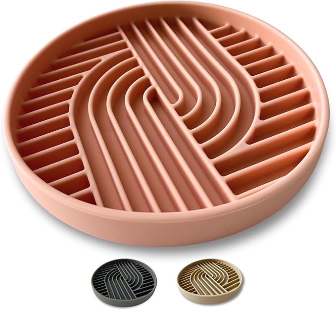 Pink Silicone Slow Feeder Bowl for Dogs, Cats and Pets by Stella and Bear Co.