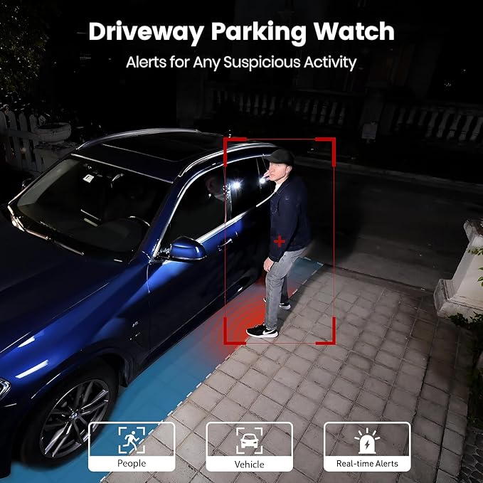 aosu Security Cameras Wireless Outdoor - 3K/5MP Solar Powered 400-Lumen Floodlight Camera, 360° Pan/Tilt Surveillance, Night Vision, 2.4GHz WiFi Camera, Auto Tracking, AI Human/Vehicle/Pet Detection