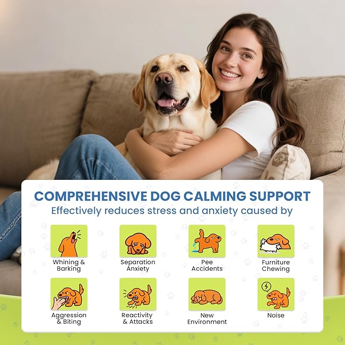 Dog Calming Diffuser, 4 in 1 Puppy Pheromones Calming Diffuser, Relaxing Pheromone for Dogs Relief Stress Anxiety Reduce Aggression Barking, Help Train Dog to Pee, 2 Diffuser 2 Refill(48ml)