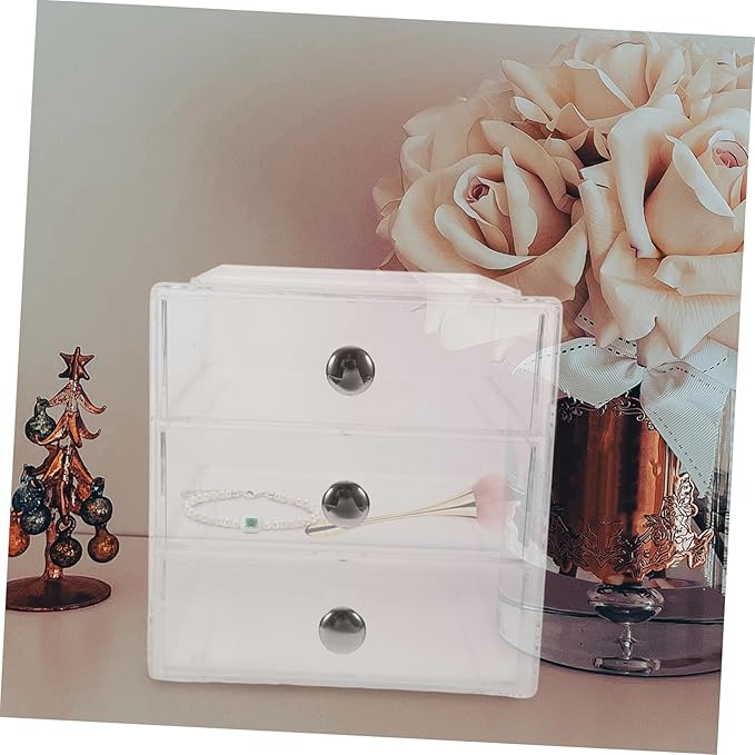 Three-layer Drawer Storage Box Desk Top Organizer Divided Containers Jewelry Organizer