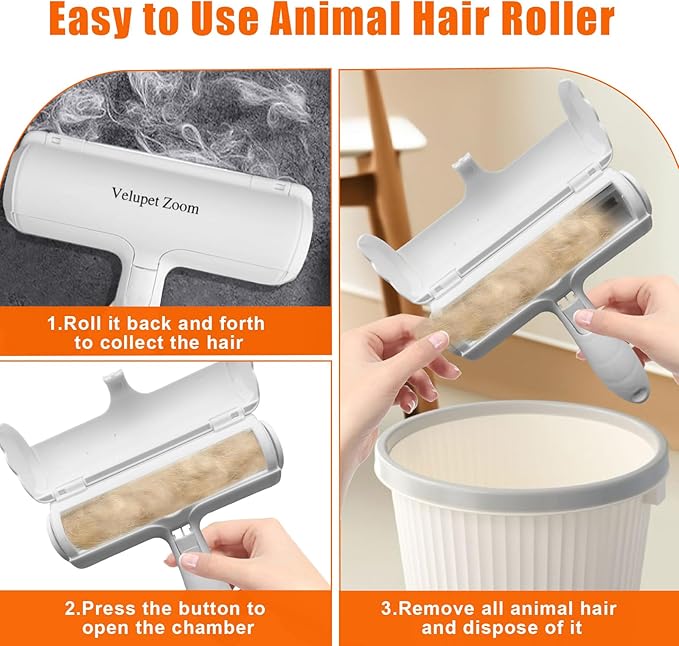 Pet Hair Remover Lint Roller for Pet,Cat Hair Removal Tool Reusable Lint Roller for Furniture, Couch, Carpet, Clothing and Bedding,White Red