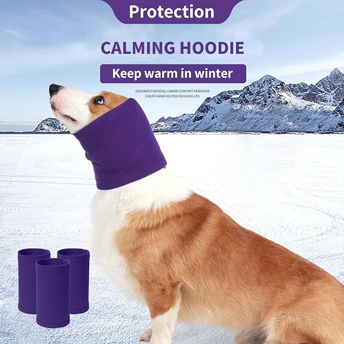 Nanaki Dog Hood Calming Ear Wrap, Quiet Headband Head Cover Dog Snood Doggy Ear Fireworks Muffs, The Grooming and Force Drying Pet Protector for Anxiety Relief Calming Doggy Head Covers for Noise
