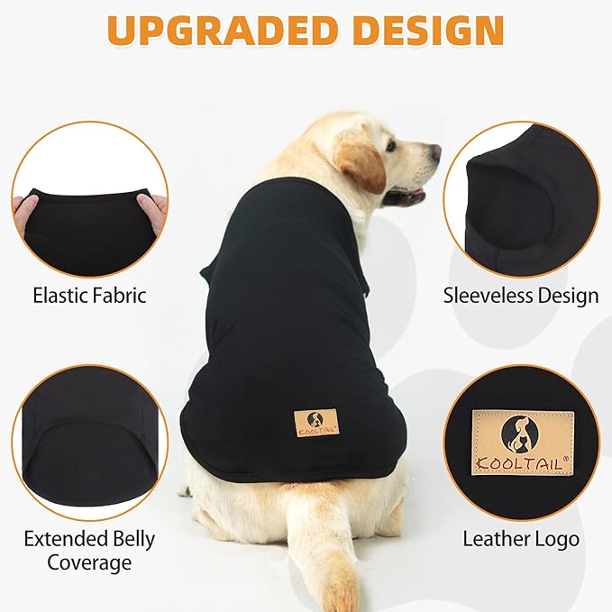 KOOLTAIL Boy Dog Clothes for Small Dogs, 2 Pack Cotton Fall/Winter Warm Dog T Shirts Coats for Outdoor, UV & Insect Protection Anti-Hair Loss & Lightweight Pet Vest Tank Tops Apparel, Black & Grey, S
