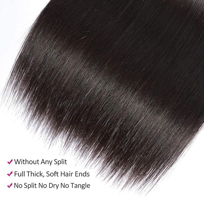 Selina Brazilian Virgin Hair Straight 22 Inch Bundles Human Hair 100% Unprocessed Brazilian Virgin Hair Bundle Remy Hair Extension Natural Black 100g Bundle