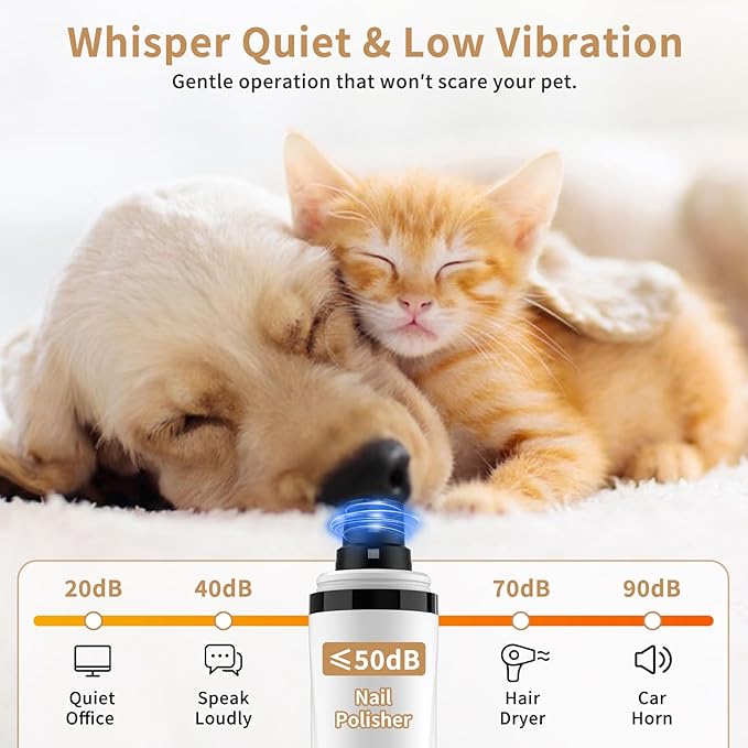 Upgraded 2026 3-Speed Dog Nail Grinder,Ultra-Quiet Rechargeable USB Trimmer with LED Lights & Battery Display –Painless Grooming for Dogs &Cats with Thick Nails &Sensitive Paws for Small to Large Pets
