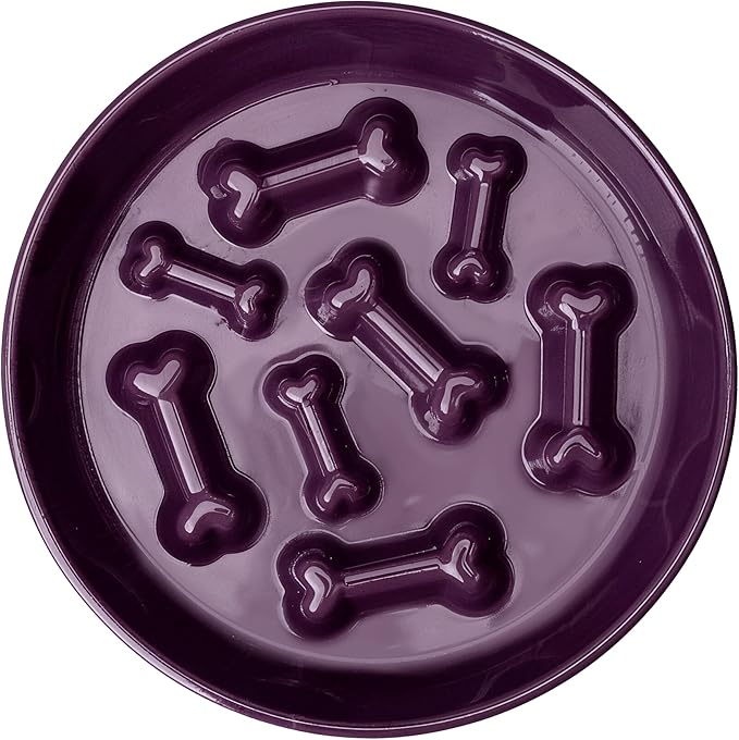 Ceramic Slow Feeder Dog Bowl, 1.5 Cup Dog Food or 20oz Water, Slow Eating Bowl for Small Breed, Maze Puzzle Feeder for Fast Eaters, Anti-Choking Stop Bloat, Non-Slip BPA Free (Purple)