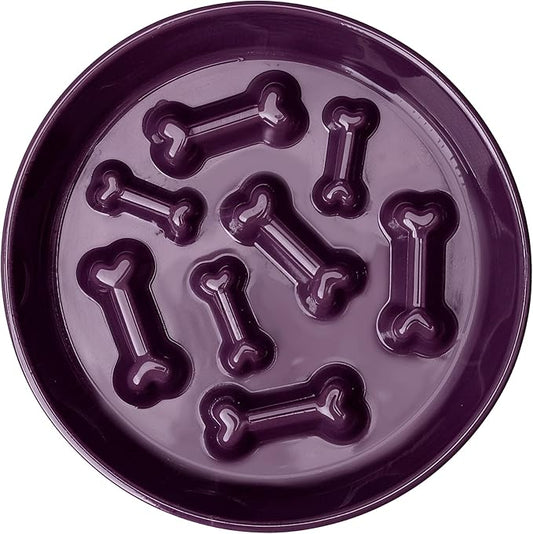 Ceramic Slow Feeder Dog Bowl, 1.5 Cup Dog Food or 20oz Water, Slow Eating Bowl for Small Breed, Maze Puzzle Feeder for Fast Eaters, Anti-Choking Stop Bloat, Non-Slip BPA Free (Purple)