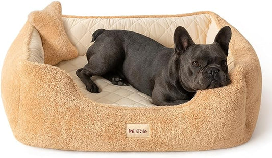Self-Warming Orthopedic Dog Bed for Small Dogs & Puppies - Memory Foam for Joint Pain & Arthritis, Pet Bed w/Washable Removable Cover & Waterproof Liner, Dog Couch w/Raised Bolster & Non-Slip Base