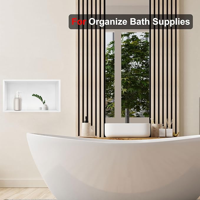 Shower Niche, Stainless Steel Elegant Bathroom Niche, No Tile Needed Recessed Shower Shelf Organizer for Storage