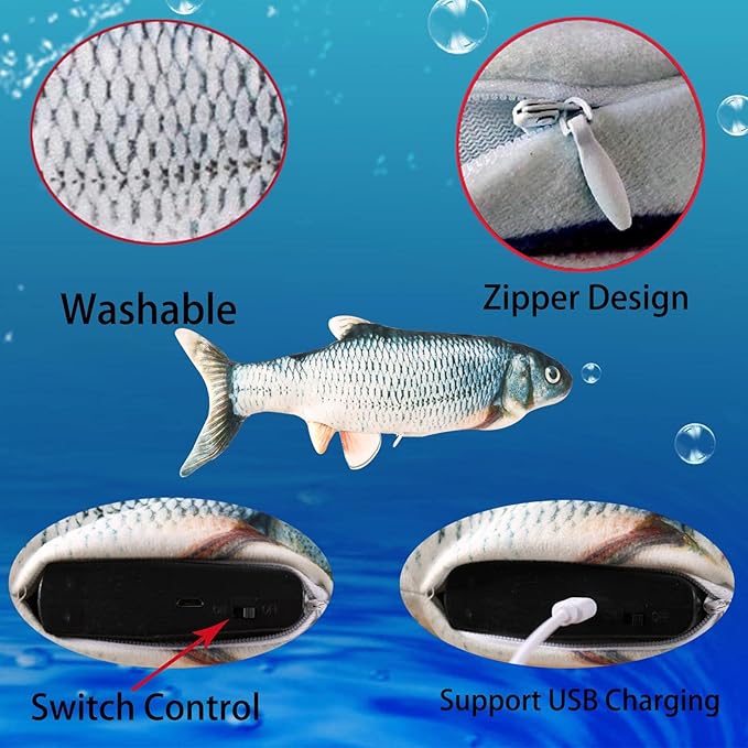 Realistic Flopping Fish Dog Chew Toy - Electric Moving Interactive Pet Toy for Small Medium Dogs, Chew Rocking Toy for Indoor Outdoor Exercise 2Pcs