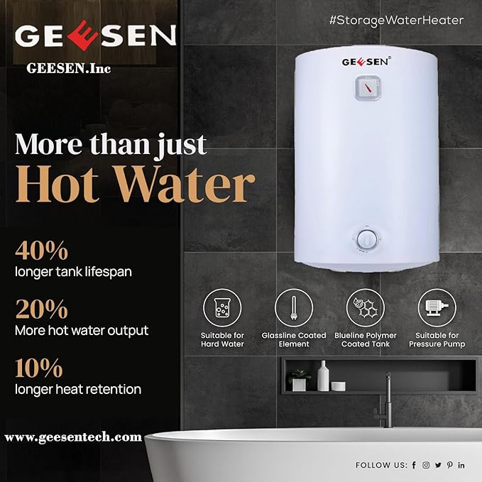 Electric Hot 50 liter Water Heater Storage, RV TR Endless Trailer Indoor Waterproof Shower Water Heater Compact Point-of-Use, Bathroom Shower (13.2 gallon) plug in 120v