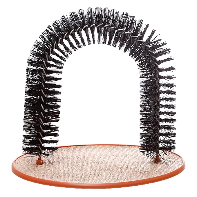 Cats Grooming Brush Arch Groomer Massager Controls Shedding Interactive Kitten Toy Rubbing Scratcher with Bristl Grooming Brushes and Scratchers for Large Cats