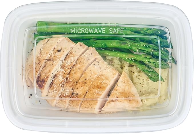 Restaurantware-Asporto 38 Ounce Take Out Containers, 100 Food Containers With Lids - Microwavable, Disposable, White Plastic To Go Boxes For Food, No BPA, For Take Out And Delivery