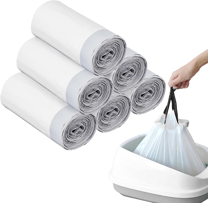 Cat Litter Box Liners,120 Packs Drawstring Cat Litter Bags Trash Bags for Automatic Self Cleaning Cats Litters Box Bags, 26"X15.6"