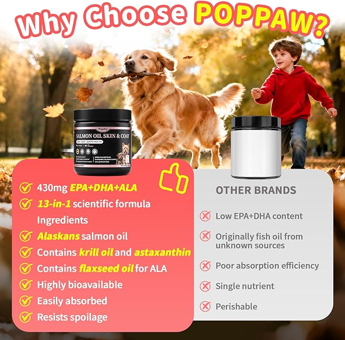 Salmon Oil for Dogs Skin & Coat, 13 in 1 Wild Alaskan Fish Oil for Dogs - Omega 3 EPA & DHA & ALA Fatty Acids, Dog Allergy Relief Chews, Joint & Immune Support, 135 Count, Chicken Flavor, Soft Chews