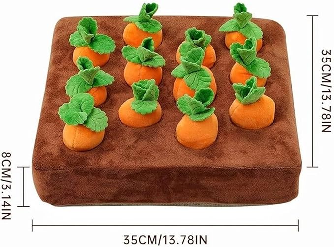 2-in-1 Carrot Plush Puzzle Dog Toy, Non-Slip Nosework Feed Game for Aggressive
