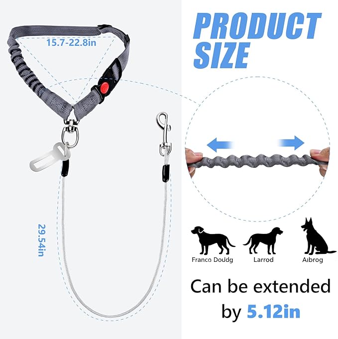 2 Pack Chew Proof Dog Seat Belt with Steel Cable, 2 in 1 Car Harness for Medium & Large Dogs Chewer Heavy Duty Dog Seatbelts
