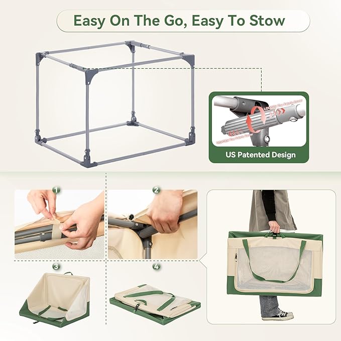 A 4 Pet Soft Dog Crate 36 Inch Mid Portable Collapsible Pet Travel Kennel, 3-Door Soft-Sided Lockable Zippers & Reinforced Steel Frame, Easy Setup, Mesh Panels — Ideal for SUV, Car, Camping & Home Use