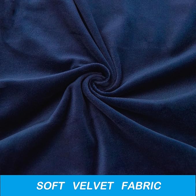 OBCREAT Wingback Chair Covers 2 Piece Stretch Velvet Wingback Chair Slipcover Soft Wing Chair Sofa Covers with Elastic Bottom,Armchair Couch Cover Furniture Protector for Living Room (Dark Blue)
