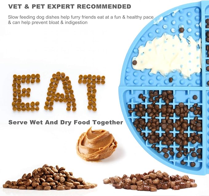 Bangp Silicone Dog & Cat Lick Mat and Slow Feeder,Extends Mealtime for Fast Eaters and Reduces Anxiety,Heavy-Duty Design,Dishwasher Safe,Perfect for Yogurt,Treats,Peanut Butter (Blue)