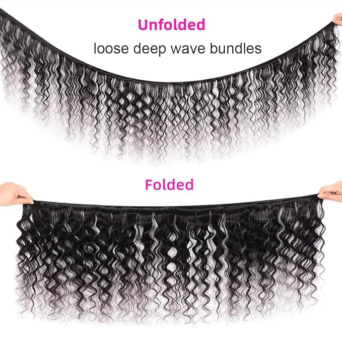 Selina Deep Wave 3 Bundles Human Hair 20 22 24 Inch Bundles Wavy Deep Curly Human Hair 300g/Pack 100% Unprocessed Brazilian Virgin Hair Natural Black