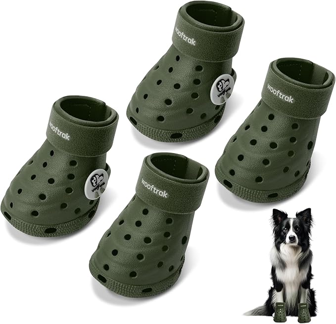 Dog Shoes Breathable Dog Shoe for Hot Pavement, Dog Booties and Paw Protectors, Non-Slip Waterproof Dog Sandals Boots (Green, M: (2.6’’x2.3'')(L*W))