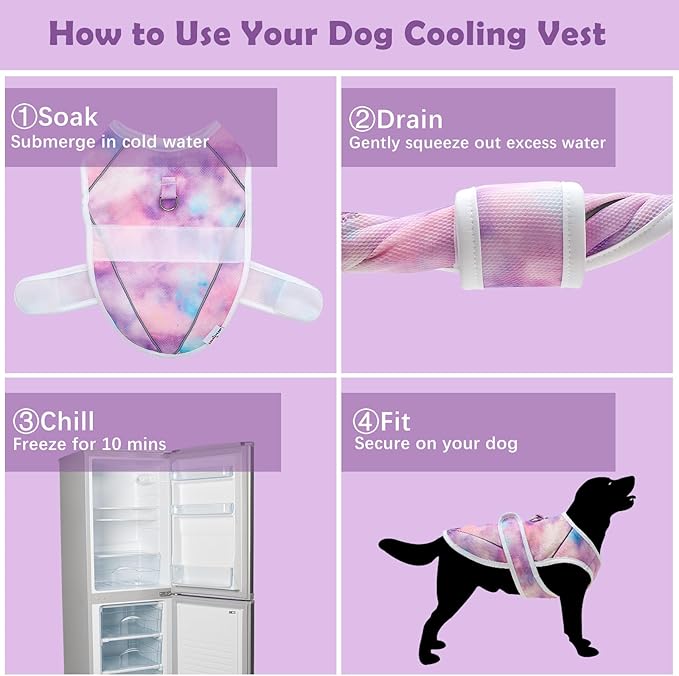 Dog Cooling Vest – Lightweight Pet Cooling Shirt 3D Breathable Mesh, Reflective Strips & UV Protection for Walking, Hiking, Park – Adjustable Fit Dog Cooler Jacket with D-Ring U-DCV03S