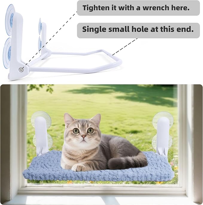 Cat Window Perch, Easy Install Bracket, Portable Wall Hammock for Indoor Cat, Light Blue