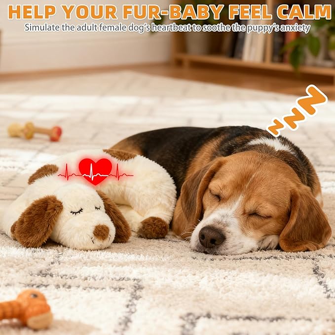 Heartbeat Puppy Calming Plush Toy — Anxiety Relief, Sleep Aid, Rechargeable