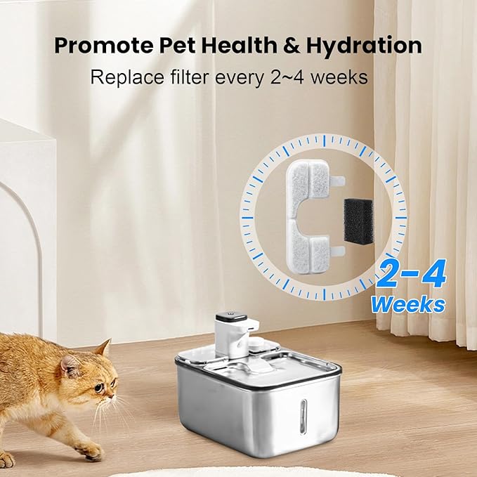 16 Pack Replacement Filters & 16 Pump Filter Sponges for Qinliy Q108 123oz/3.5L Stainless Steel Cat Water Fountain Filter Replacement