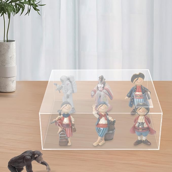Clear Acrylic Display Boxes,13.8 x 9.8 x 4.7 Inch Display Storage Box Countertop with Lid, Transparent Display Cube Storage Organizer Containers for Birthday Cake,Candy Plastic Box
