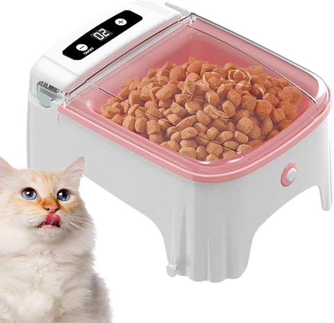 Pet Feeder - Electric Smart Meal Distributor, Digital Schedule Kibble Server with Voice Reminder Feature, Anti Jam Dispensing Design, Ideal for Busy Owners Travel Care