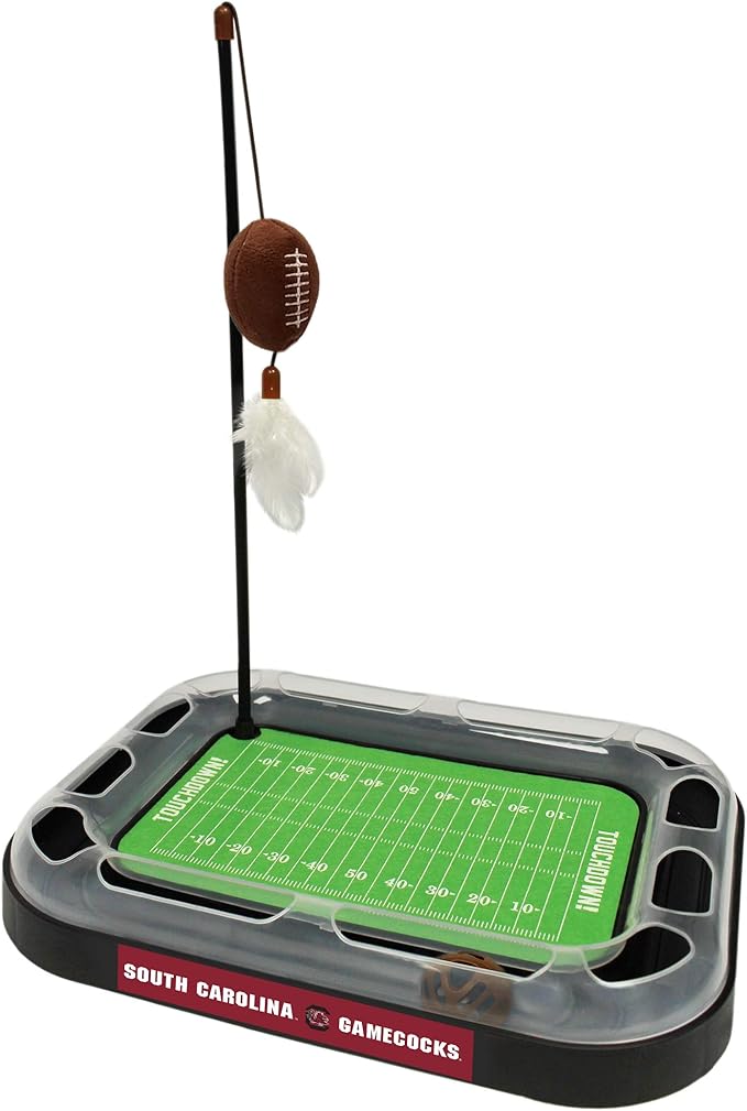 Pets First 5-in-1 Cat Toy: Scratcher, Wand, Plush Football & Feathers with Catnip & Interactive Cat Ball Bell