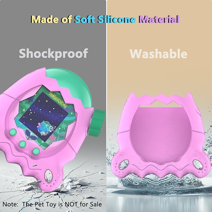 Silicone Case for Tamagotchi Paradise with Button Cap, Protective Cover with Screen Protector and Lanyard for Tamagotchi Paradise Pet Accessories (Pink)