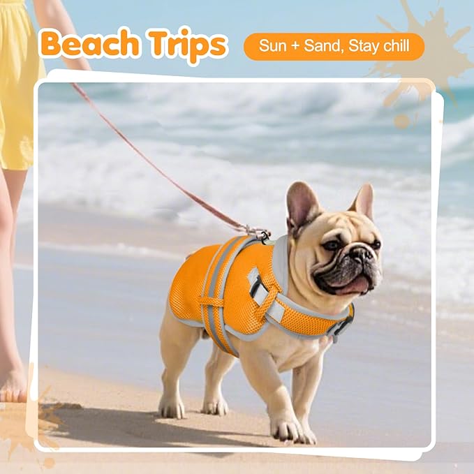 Cooling Vest for Small Dog,Lightweight Cooling Dog Jacket,Breathable Mesh Dogs Shirt Harness Vest with Adjustable Straps Reflective Stripe for Hot Weather with D-ring for Beach,Hiking,Walking,S