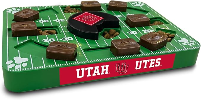 NCAA Puzzle Toy Slow Feeder, Puzzle Treat Dog Toy, Interactive Dog Treat Toy, Dog Puzzle Feeding Slow Toy (Utah Utes)