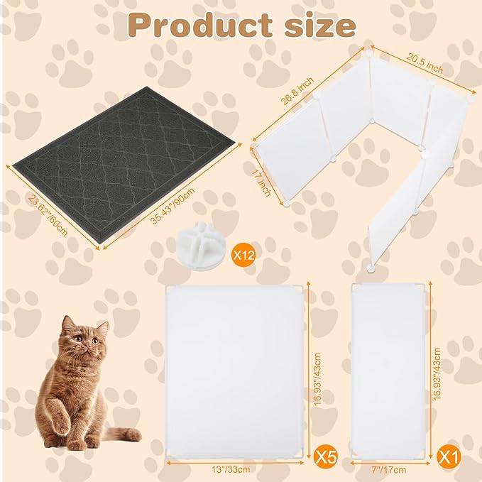 FHTONGE Cat Litter Box Enclosure with Splash Guard, Litter Mat, Extra Large Pee Shields, Privacy Screen