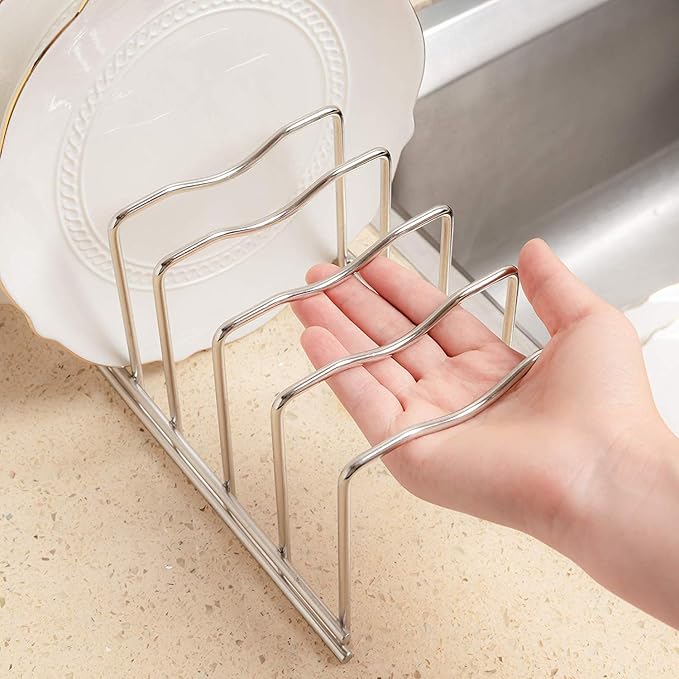 SANNO Pot Lid Organizer Pot Lid holder, Pots and Pans Organizer Drawer Plate Organizer Expandable Pull Out Cabinet Shelf, Heavy Duty Under Sink Slide Out Cabinet Organizer