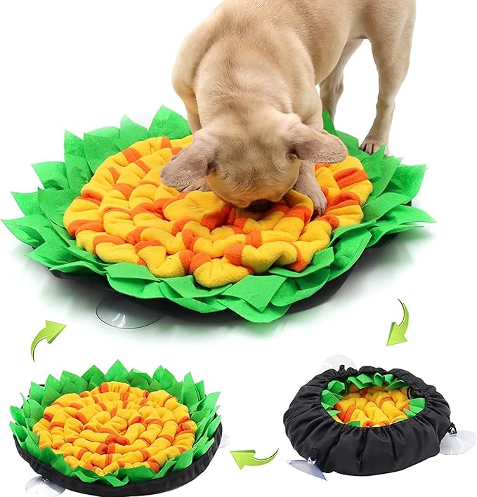 Puzzle Dog Snuffle Mat, Interactive Feed Game for Boredom, Pet Snuffle Feeding Mat,Encourages Natural Foraging Skills for Pets for Smell Training and Slow Eating,Machine Washable