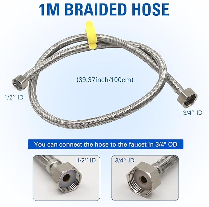 Stainless Steel Automatic Livestock Waterer Dog Waterer Bowl Upgraded Bottom Drain Hole with Water Hose (3/4'') and Float Valve and Two Expansion Screws, for Cattle Horse Goat Sheep Animals Pet