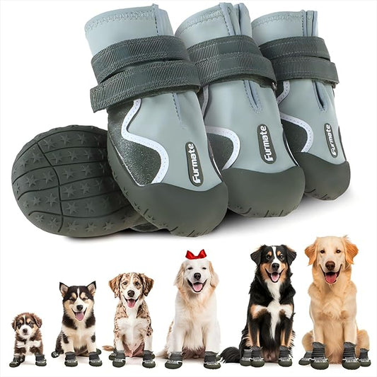 Dog Shoes for Large Small Medium Dogs,Dog Booties for Indoor Hardfloors Anti-Slip,Reflective Strip Waterproof Dog Boots & Paw Protectors for Outdoor Walking Hot Pavement,Winter Snow (Green-3)
