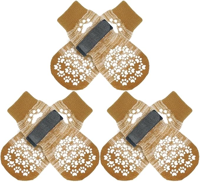 EXPAWLORER 6PCS Anti-Slip Dog Socks to Prevent Licking Paws,Dog Shoes for Hot Pavement,Best Paw Protector Traction Control on Hardwood Floor,Dog Booties for Puppy Small Medium Large Senior Dogs