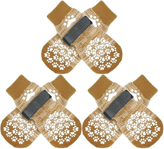 EXPAWLORER 6PCS Anti-Slip Dog Socks to Prevent Licking Paws,Dog Shoes for Hot Pavement,Best Paw Protector Traction Control on Hardwood Floor,Dog Booties for Puppy Small Medium Large Senior Dogs