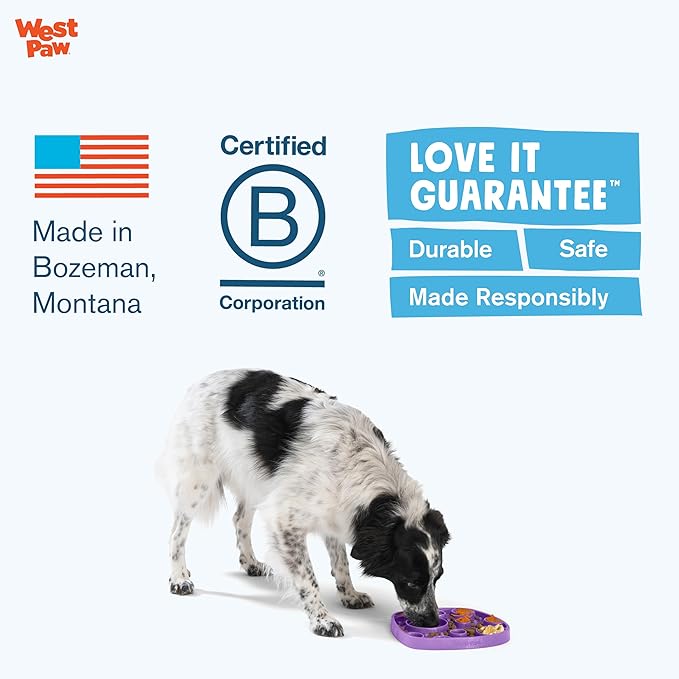 West Paw Seaflex Waves Feast Mat – All-in-One, Slow Feeder, Lick Mat – Encourages Foraging & Food Exploration - Engages Picky Eaters & Slow Feeding - Versatile – Easy to Clean, Non-Toxic - Periwinkle