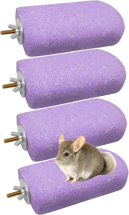 Chinchilla Lava Ledges Rat Climbing Platform 4 Pack Pumice Ledge Shelf Pet Chewing Grinding Toys Small Animals Cage Accessories for Totoro Squirrel Guinea Pig Hamster Purple