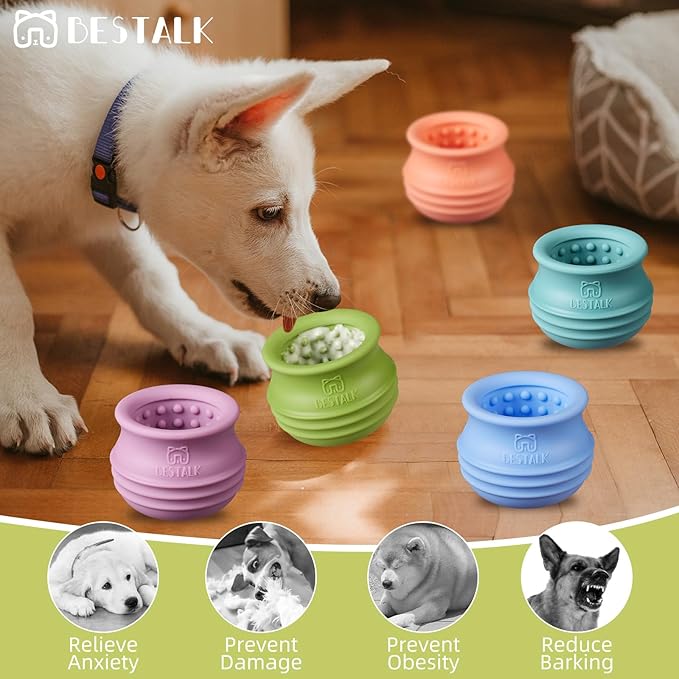 Dog Enrichment Treat Toy, Long-Lasting Wobbly Interactive Freeze Lick Toys for Dogs, Stuffable Puzzle Feeder Toy for Boredom, Silicone Treat Dispensing Chew Toy (Green,M)