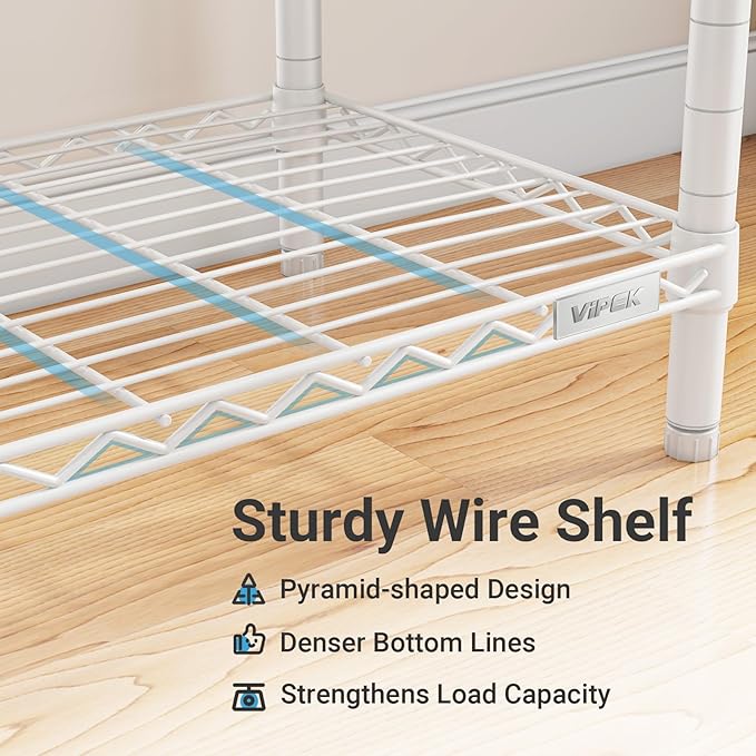 VIPEK X3 Plus Large Expandable Closet Rack Adjustable from 5'10" to 8'8" with Extendable Shelves and Hanger Rods, Freestanding Clothing Racks Modular Closet Systems Wardrobe, Max Load 1360LBS, White